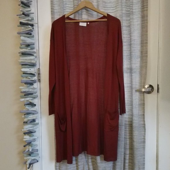 Kaffe Lightweight Long Sandra Cardigan In Amber - Picture 4 of 8